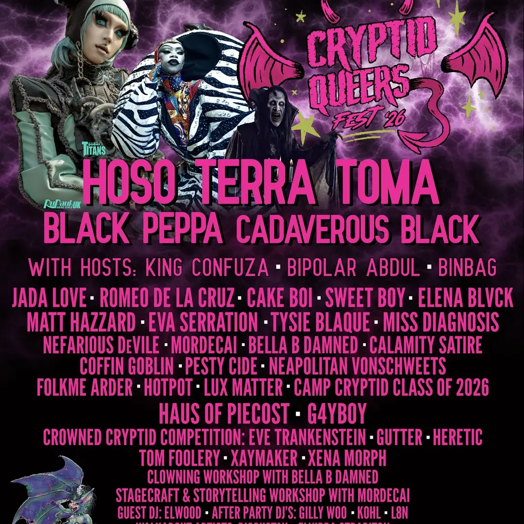 Cryptid Queers Fest '26 full line-up poster