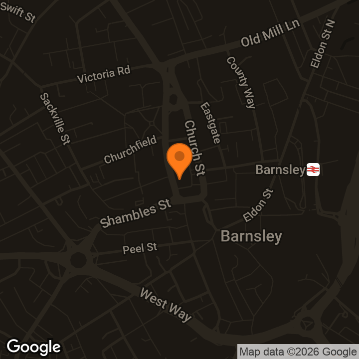 Map showing Barnsley Town Centre