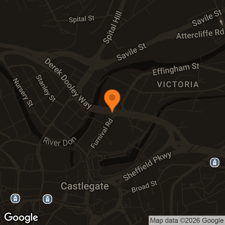 Map showing Crowne Plaza Royal Victoria Sheffield