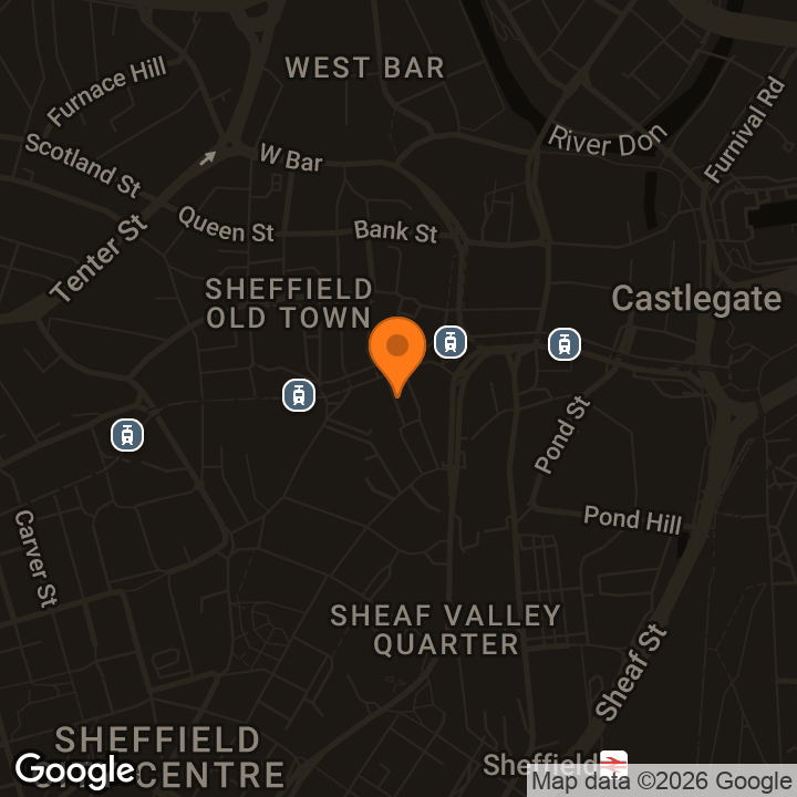 Map showing Cutlers Hotel Sheffield