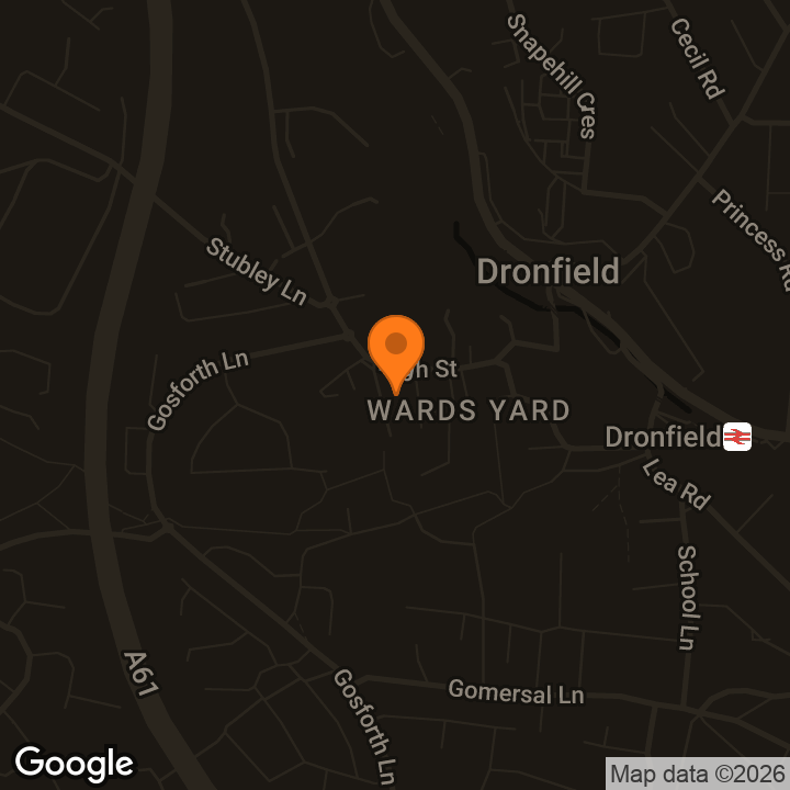 Map showing Dronfield Civic Centre