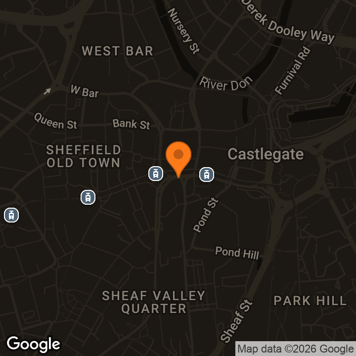 Map showing easyHotel Sheffield