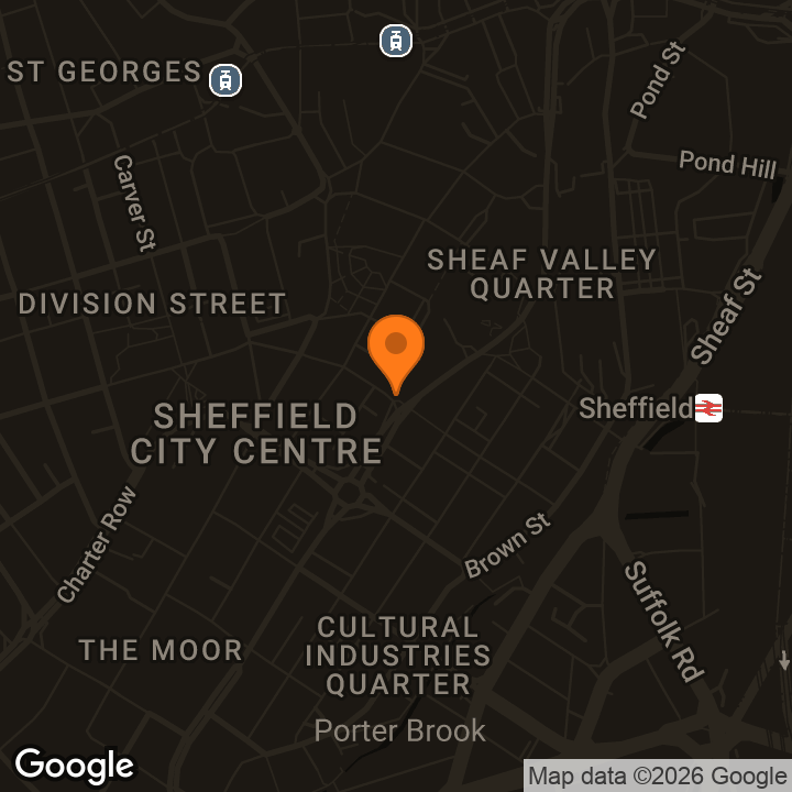 Map showing Genting Casino Sheffield