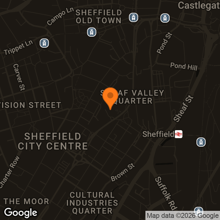 Map showing Novotel Sheffield Centre