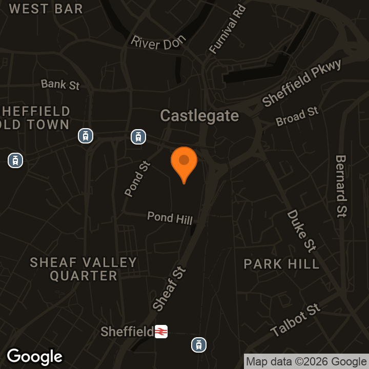 Map showing Ponds Forge International Sports Centre