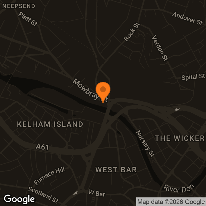 Map showing Riverside Kelham