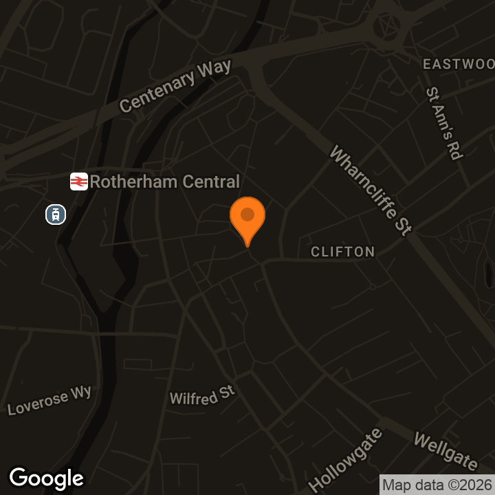 Map showing Rotherham Town Centre