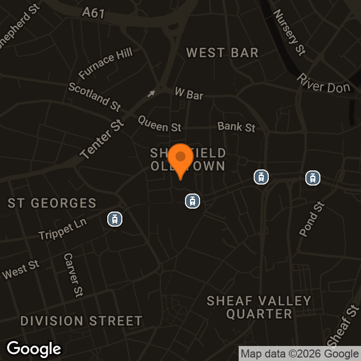 Map showing Sheffield Cathedral