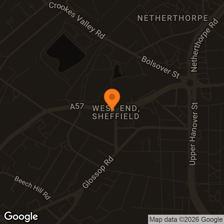 Map showing Sheffield Children’s Hospital A&E