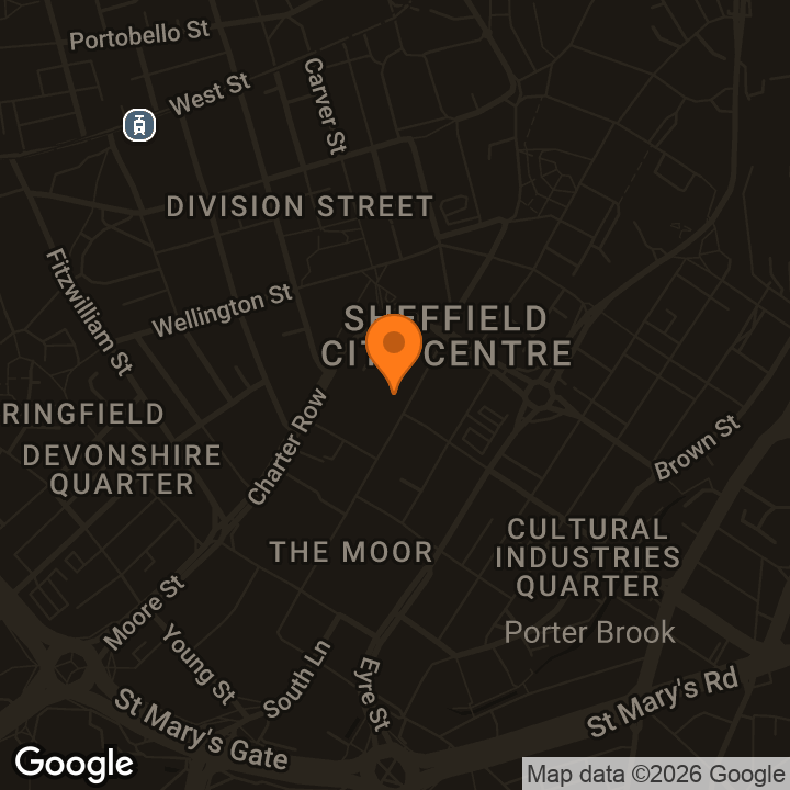 Map showing Sheffield City Centre