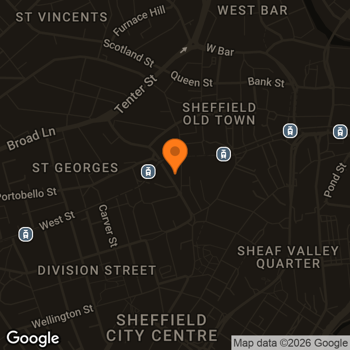 Map showing Sheffield Secret Venue (TBA)