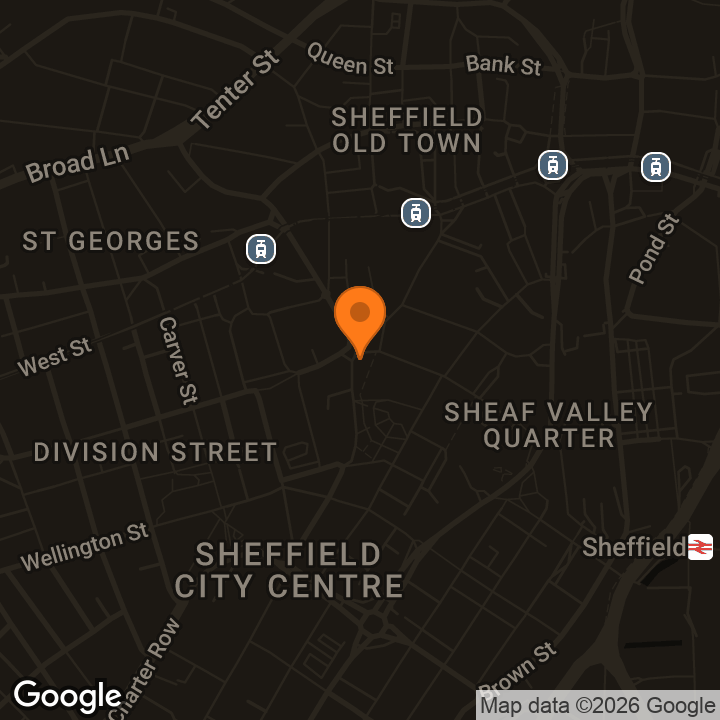 Map showing Sheffield Support Hub