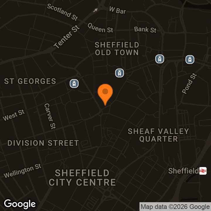 Map showing Sheffield TBA (Venue Announced Soon)