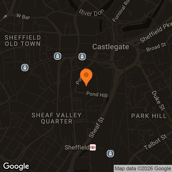 Map showing Sheffield Venue TBA