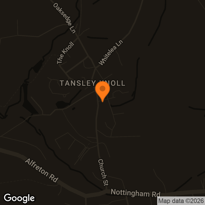 Map showing Tansley Village