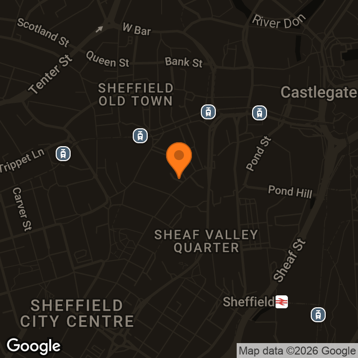Map showing The Foundry Sheffield
