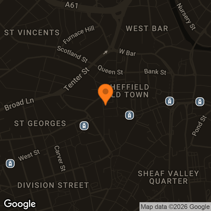 Map showing The Quaker Meeting House, Sheffield
