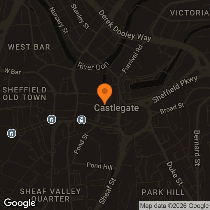 Map showing Travelodge Sheffield Central