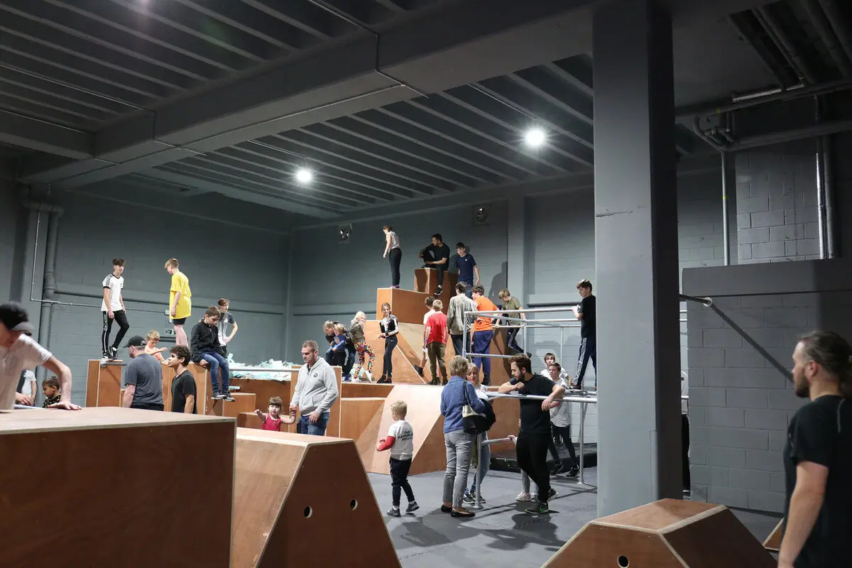 Open session on the indoor parkour park at NovaCity Centre Rotherham