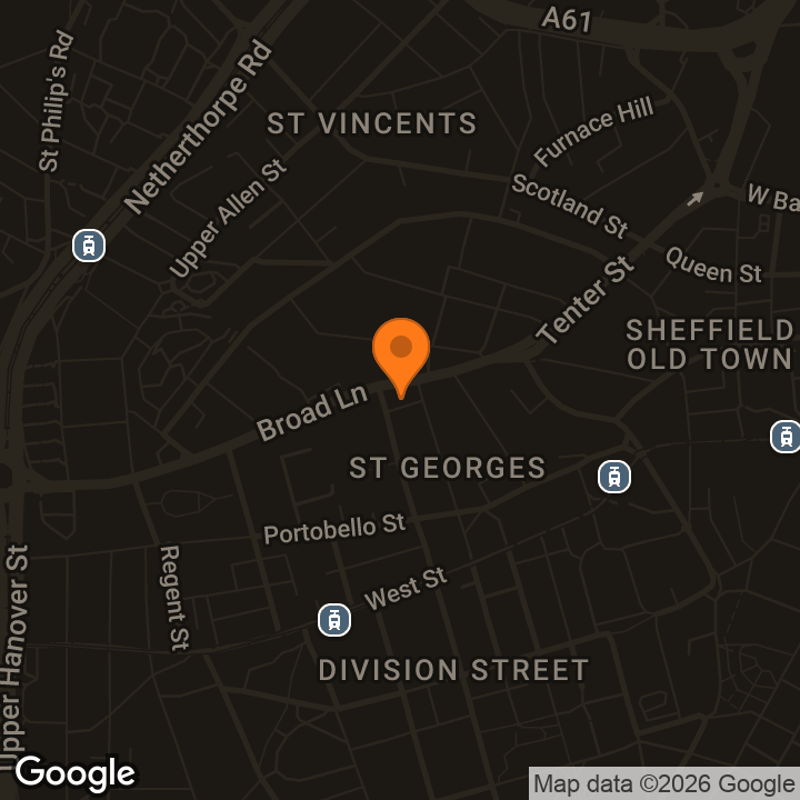 Map showing All Over Sheffield