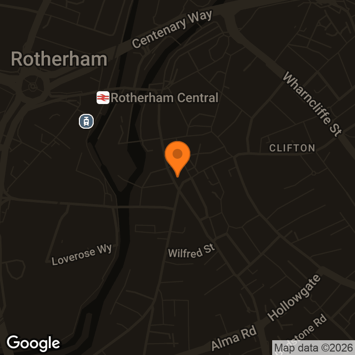 Map showing Platinum Lounge And Bar Rotherham