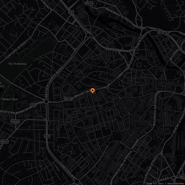 Map showing All Over Sheffield
