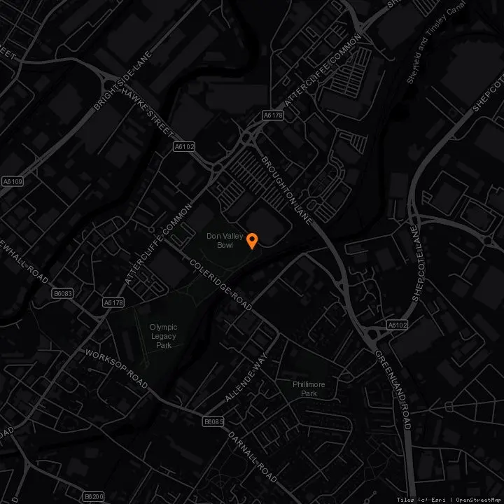 Map showing Don Valley Bowl · Don Valley Bowl, Sheffield, S9 5DP