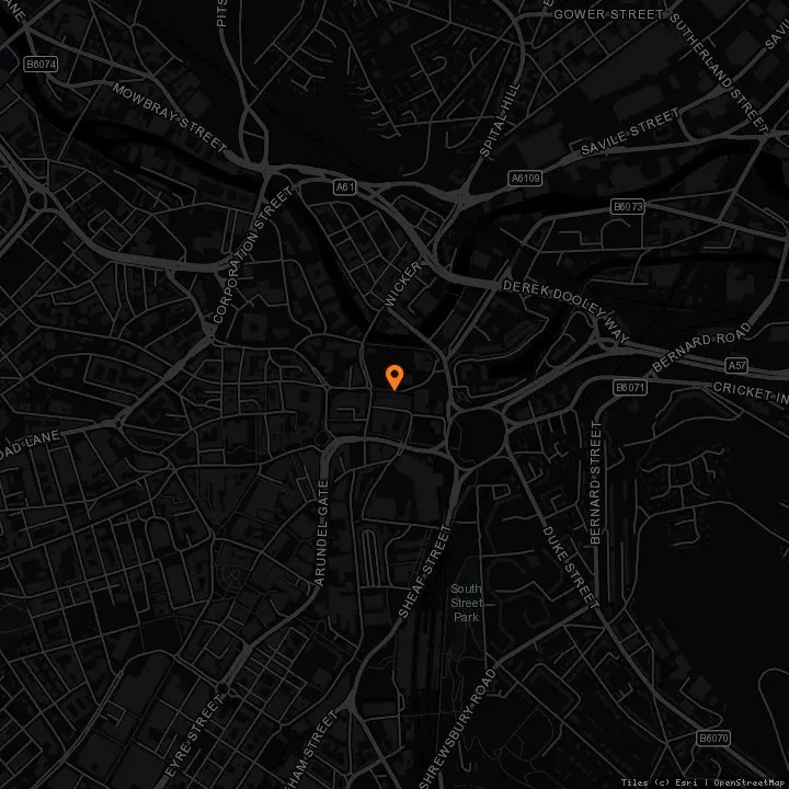 Map showing Marioland Skate Park · Marioland Skate Park, 10 Exchange Street, Sheffield, S2 5TS