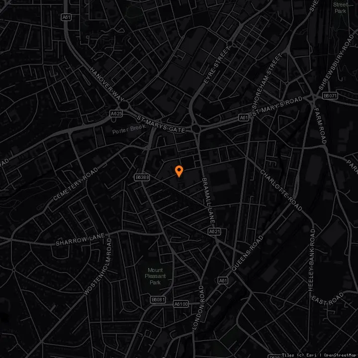 Map showing Stag Works Sheffied