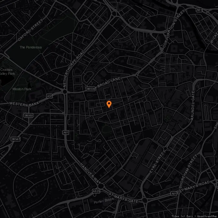 Map showing The Hallamshire Hotel · The Hallamshire Hotel, Sheffield, S1 4ET