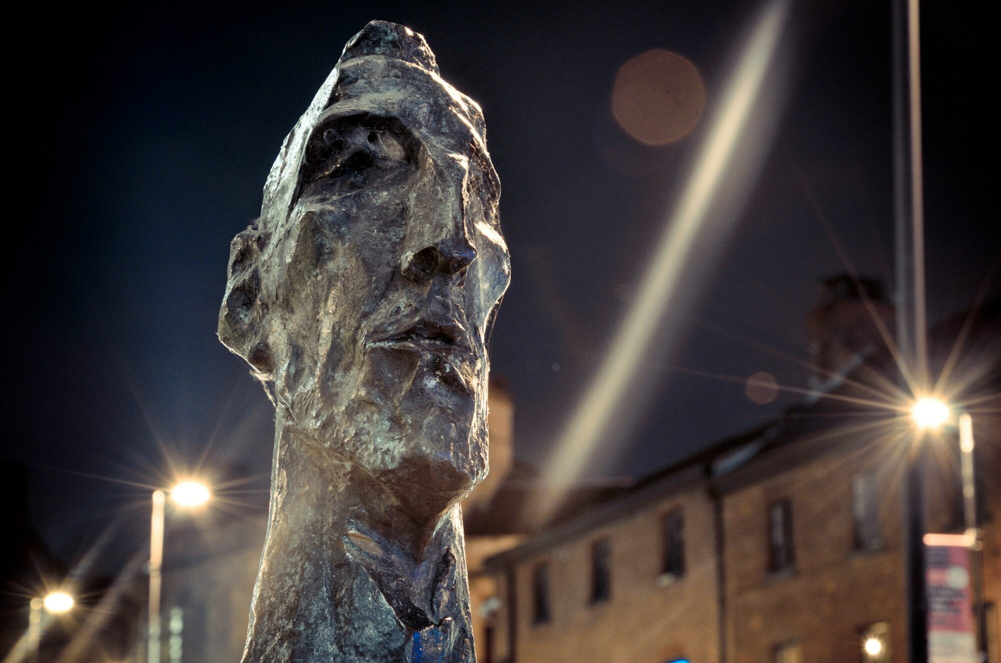 George Fullard’s “Walking Man” outside Sheffield’s Winter Gardens.
