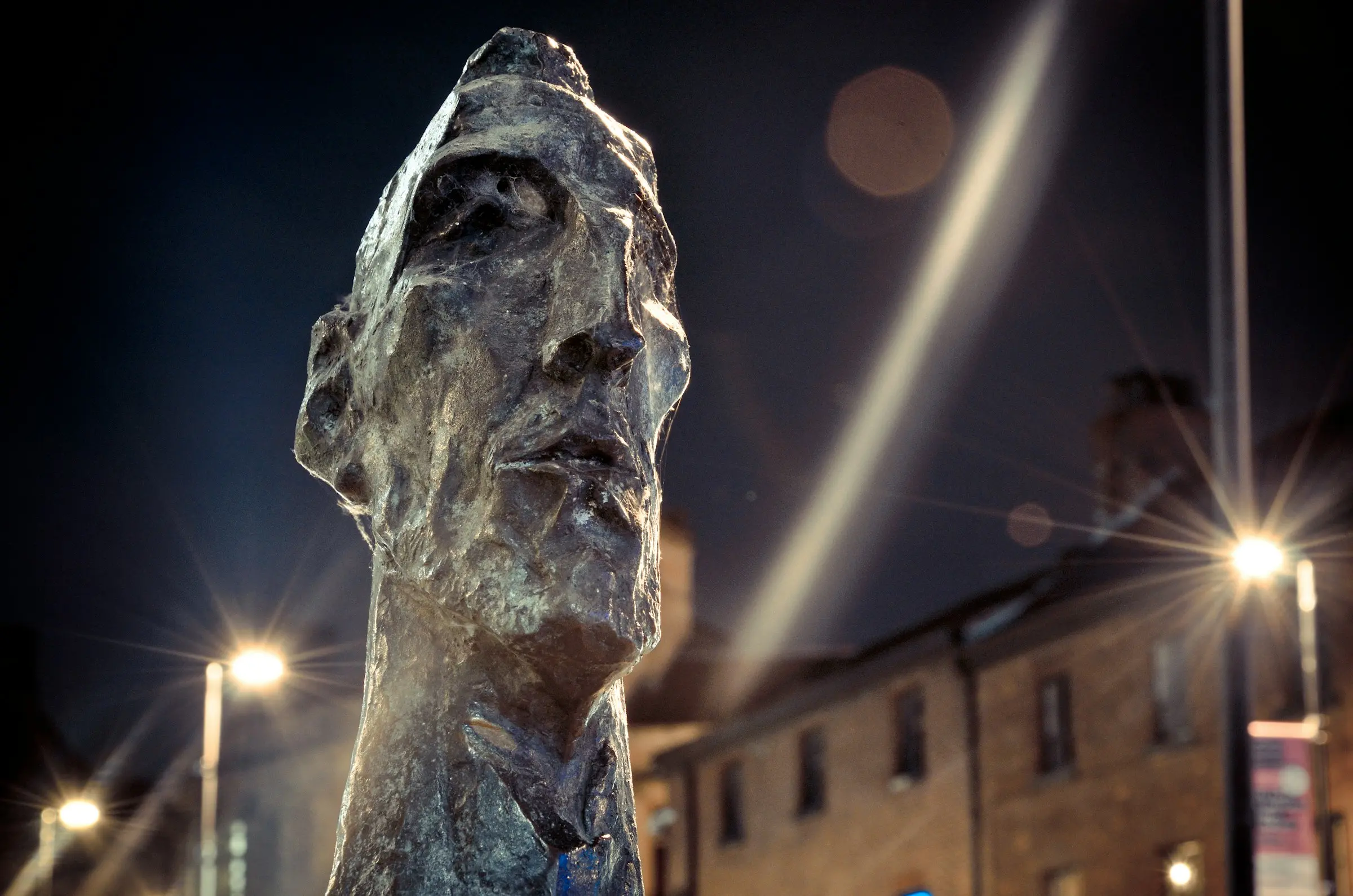 George Fullard’s “Walking Man” outside Sheffield’s Winter Gardens.