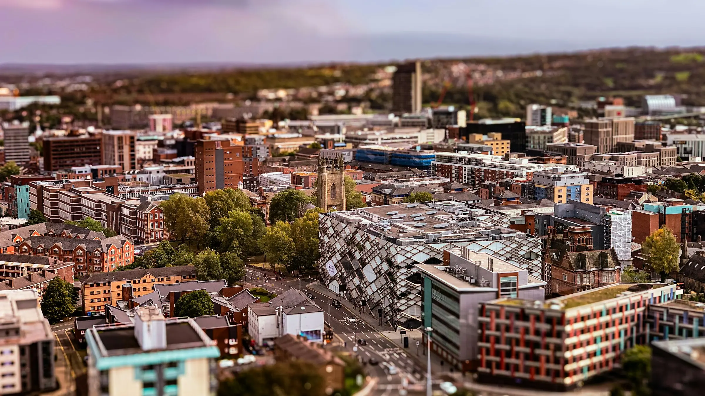 An aerial view of Sheffield from the Arts Tower